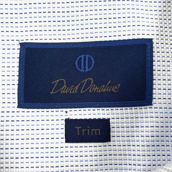 David Donahue Horizontal Dress Shirt Button Up Long Sleeve Size 18 Trim - 34/35 - Picture 8 of 13